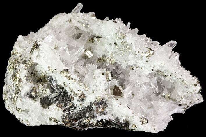 Quartz Crystal Cluster With Pyrite Cubes - Peru #71365
